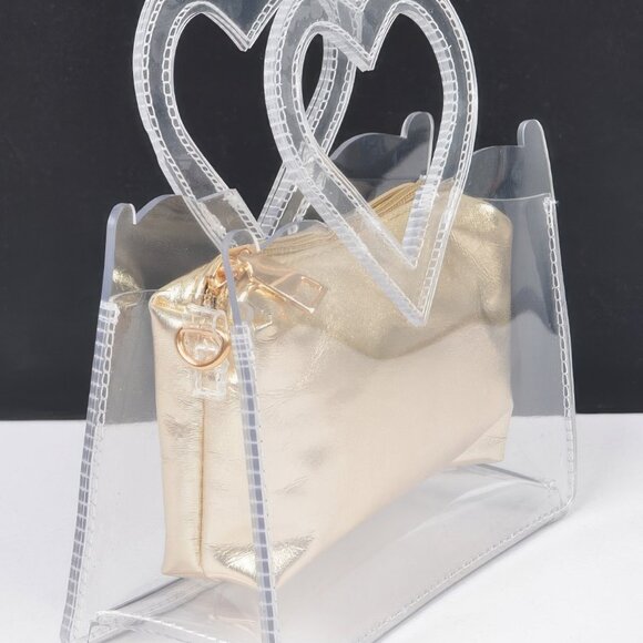 Transparent Heart Shape Handle Clutch W/pouch - Picture 3 of 5